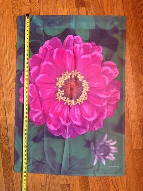 Bright Pink Zinnia Floral Outdoor Flag